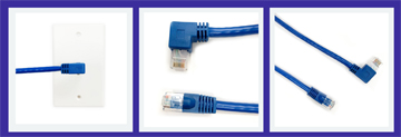 05GE-05-LS-A-BL Cat 6 Angled RJ45 cable, blue, 90 degree Left exit to Straight, 5 ft - Image 1
