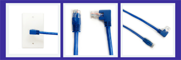 05GE-25-RS-A-BL Cat 6 Angled RJ45 cable, blue, 90 degree Right exit to Straight, 25 ft - Image 1