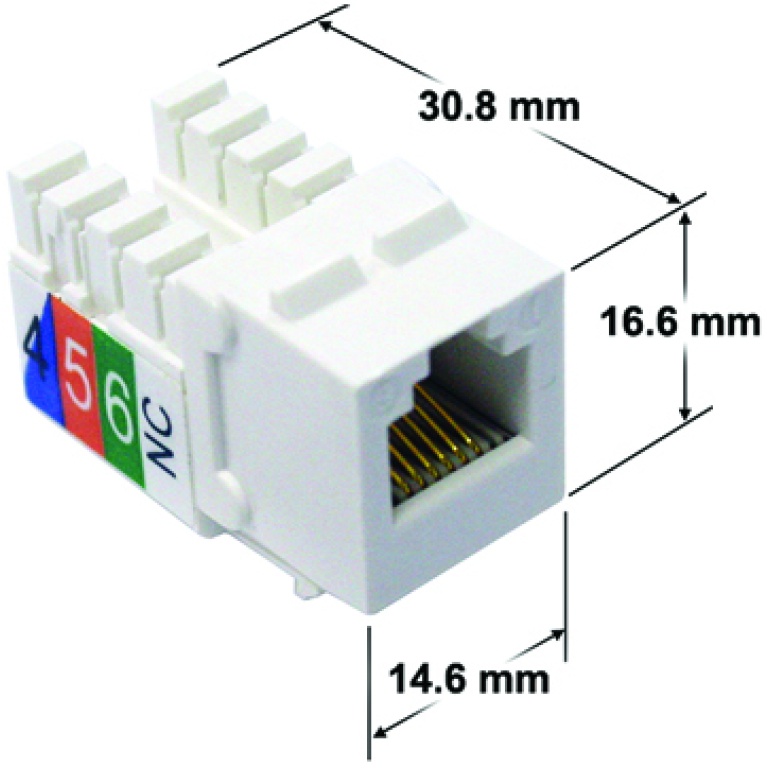 RJ12 Unshielded Keystone Jack, 90 Degree, Yellow