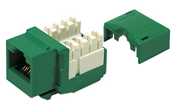 07WF-I88-GN-M Cat 6 RJ45/110 Unshielded Keystone Jack, 90 Degree, Ivory - Image 1