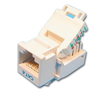 07WK-I88-IV Cat 6 RJ45 Unshielded Toolless Keystone Jack, 90 Degree, White - Image 1