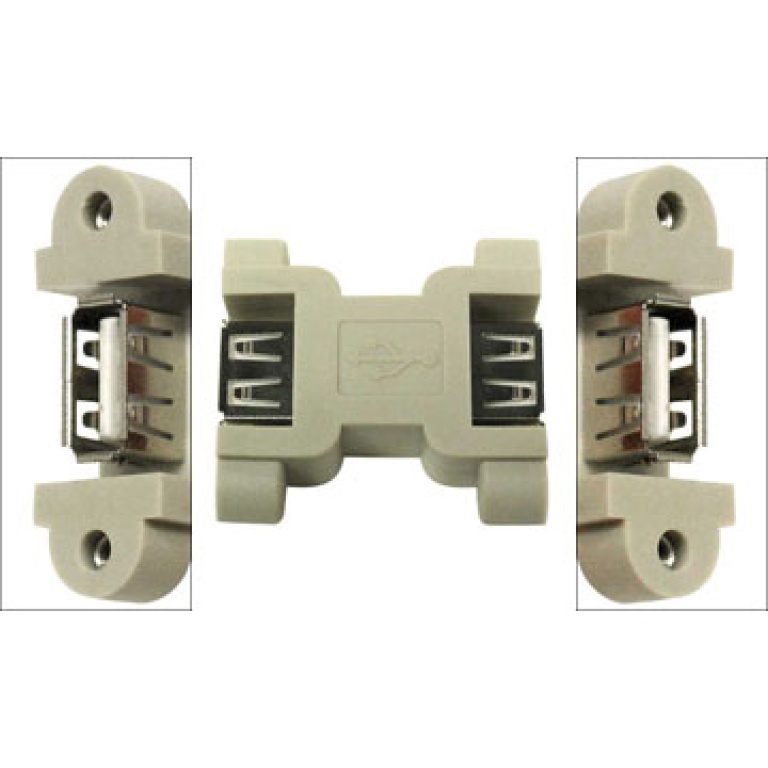 USB Type A Female to Type A Female Adapter, Panel Mountable