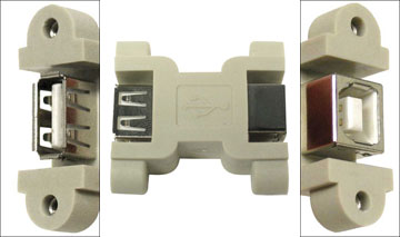 U09-AF-BF USB Type A Female to Type B Female Adapter, Panel Mountable - Image 1
